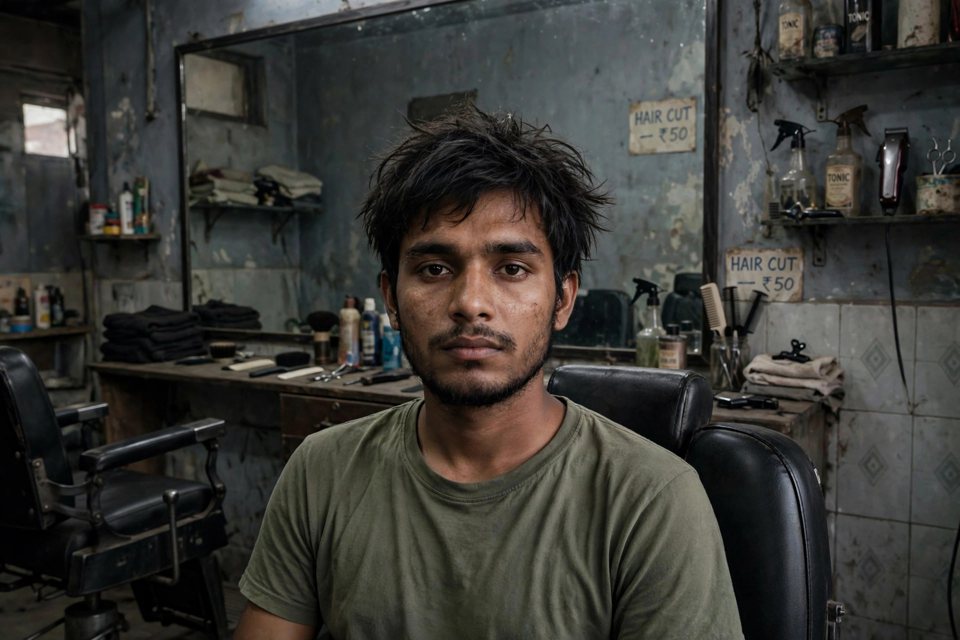 Man with plain, unstyled hair before a haircut